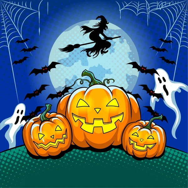 Halloween tema pop arte vetor ilustração —  Vetores de Stock