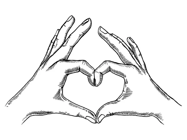 Ruce srdce znamení gravírování vektor — Stockový vektor