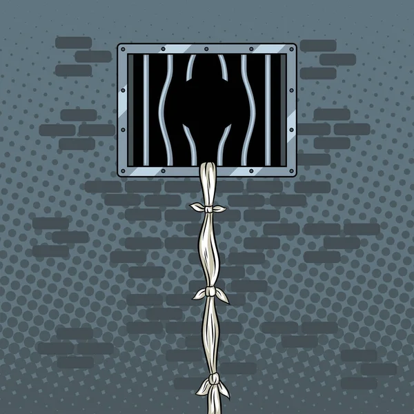 Börtön break pop art vektoros illusztráció — Stock Vector