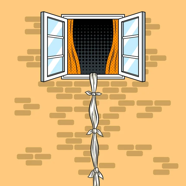 Flucht aus Fenster Pop Art Vektor Illustration — Stockvektor