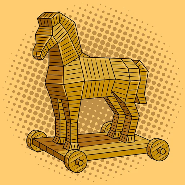 Troyano caballo pop arte vector ilustración — Vector de stock