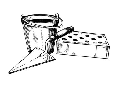 Harç tuğla mala pop art vektör çizim