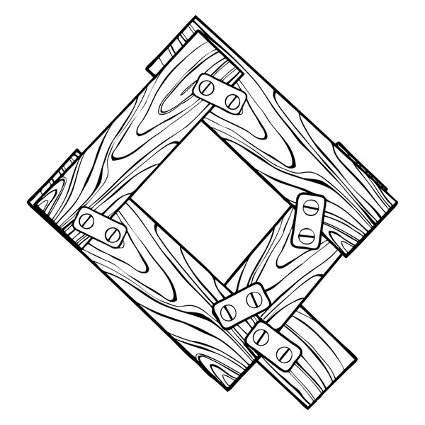 Letra de madera Q grabado vector ilustración — Archivo Imágenes Vectoriales