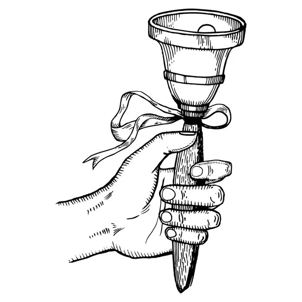 Bell na mão gravura vetor ilustração — Vetor de Stock