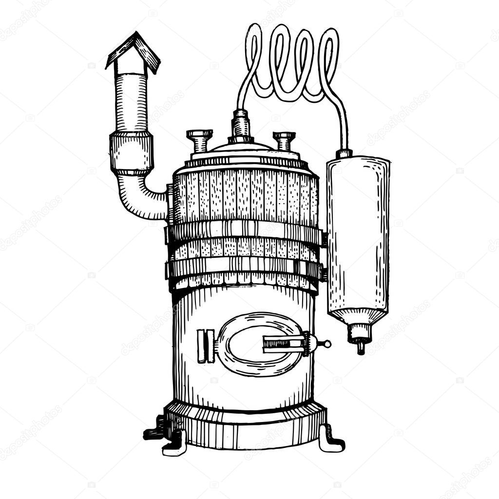 Alcohol machine engraving vector illustration