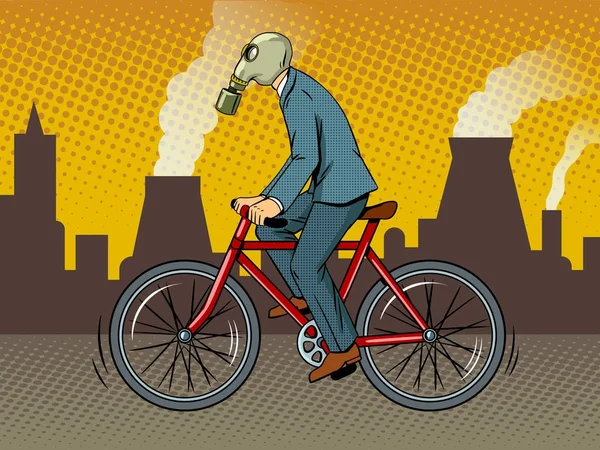 Radfahren mit schlechtem Öko-Pop-Art-Vektor — Stockvektor