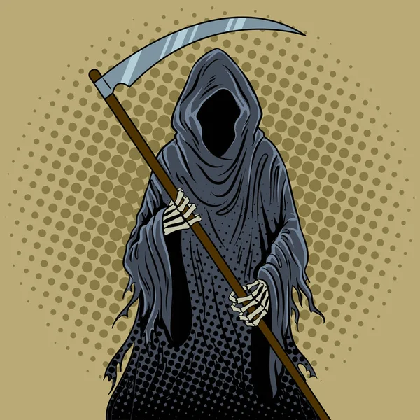 Grim reaper popart vectorillustratie — Stockvector