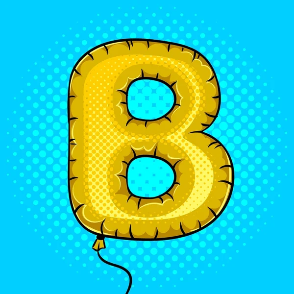 文字 B ポップアート ベクトルの形で、熱気球 — ストックベクタ