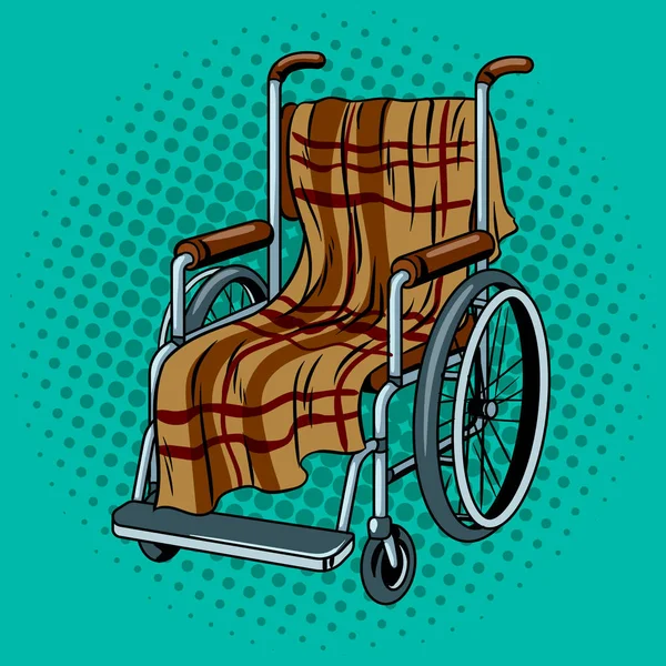 Rullstol med rutiga pop art vektor — Stock vektor