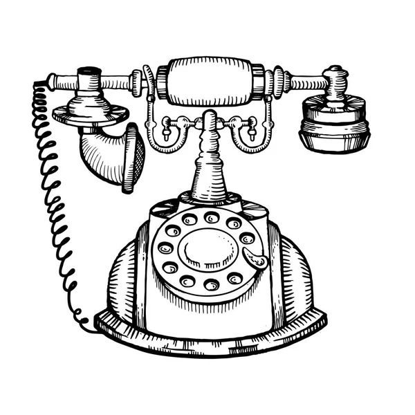 Vintage telefoon gravure vectorillustratie — Stockvector