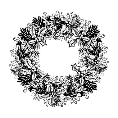 Noel çelenk oyma vektör çizim