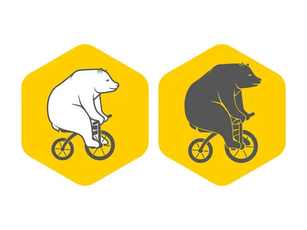A kerékpár minimalista vektoros illusztráció medve — Stock Vector