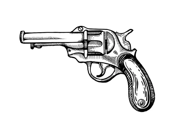 老式左轮手枪流行艺术矢量插图 — 图库矢量图片
