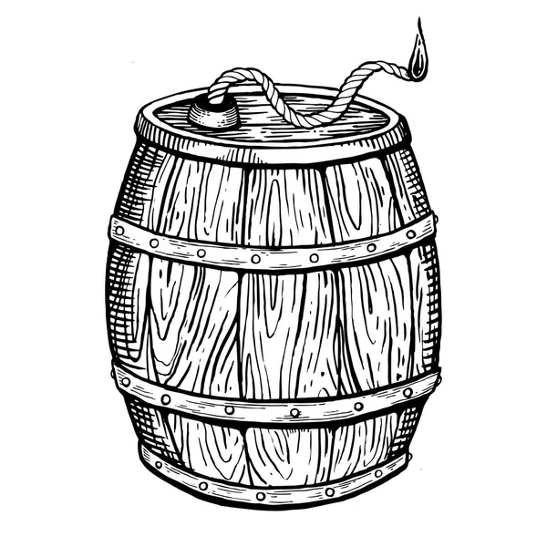 Ilustração do vetor da gravura do barril do pó — Vetor de Stock