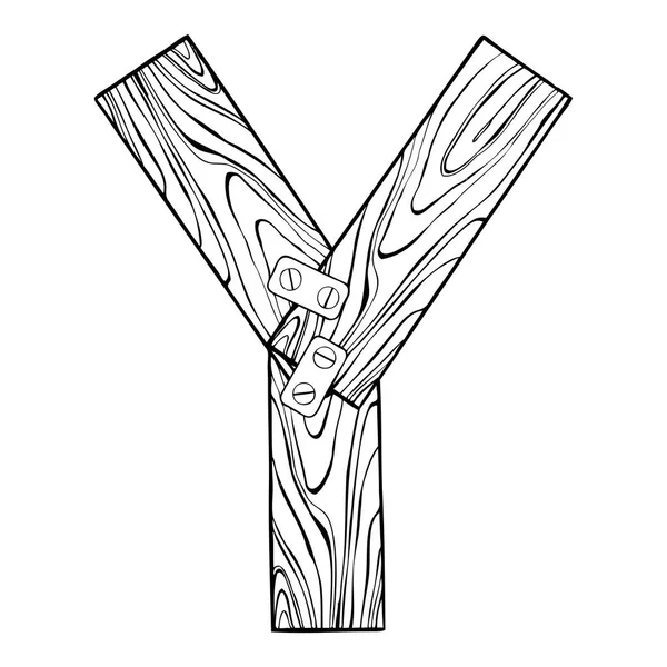 木製の文字 Y 彫刻ベクトル図 — ストックベクタ