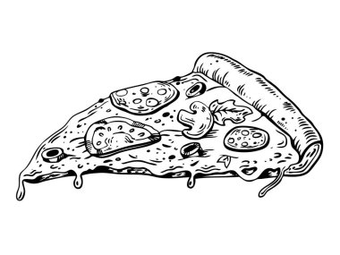 Dilim pizza vektör çizim oyma