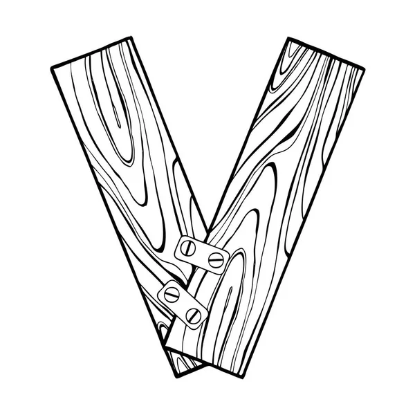Fa betű V gravírozás vektoros illusztráció — Stock Vector