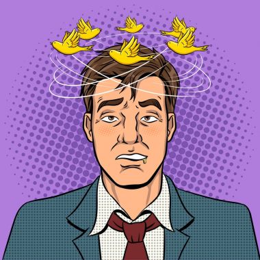 Kuşlar pop sanat vektör ile sarhoş adam