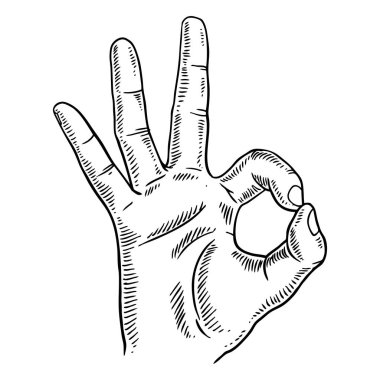 El ok jest vektör çizim oyma ile