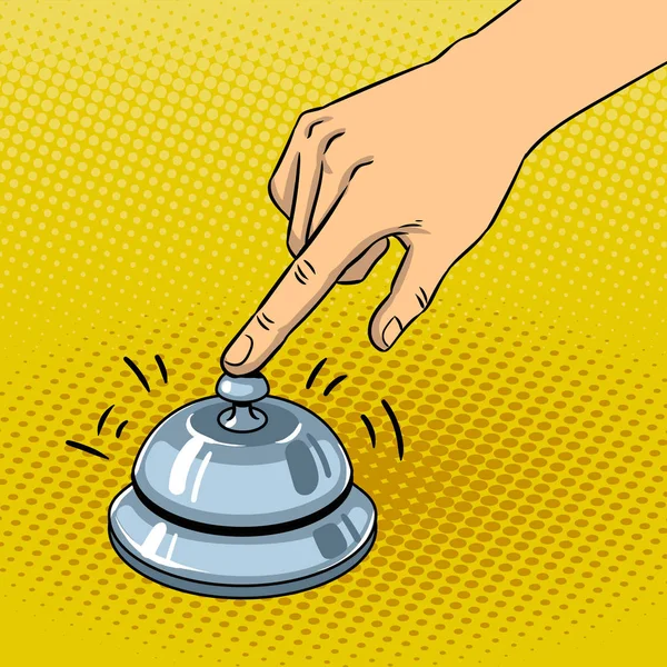 Ruční ring bell pop art vektorové ilustrace — Stockový vektor