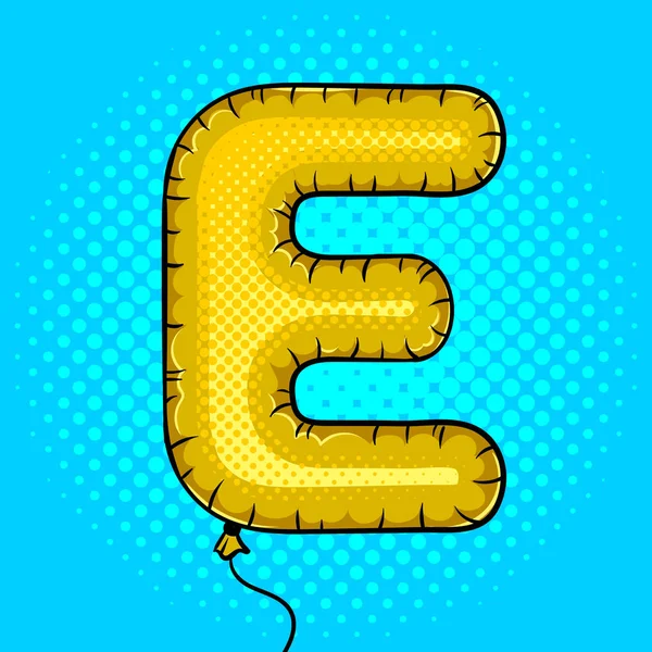 Luchtballon in de vorm van de letter E popart vector — Stockvector