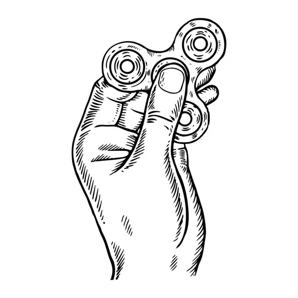 Spinner i hand gravyr vektorillustration — Stock vektor