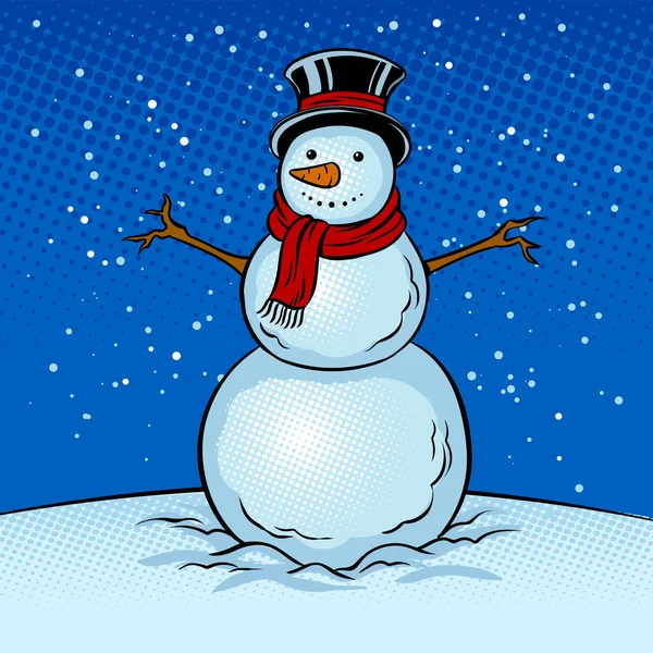 Illustration vectorielle du pop art bonhomme de neige — Image vectorielle