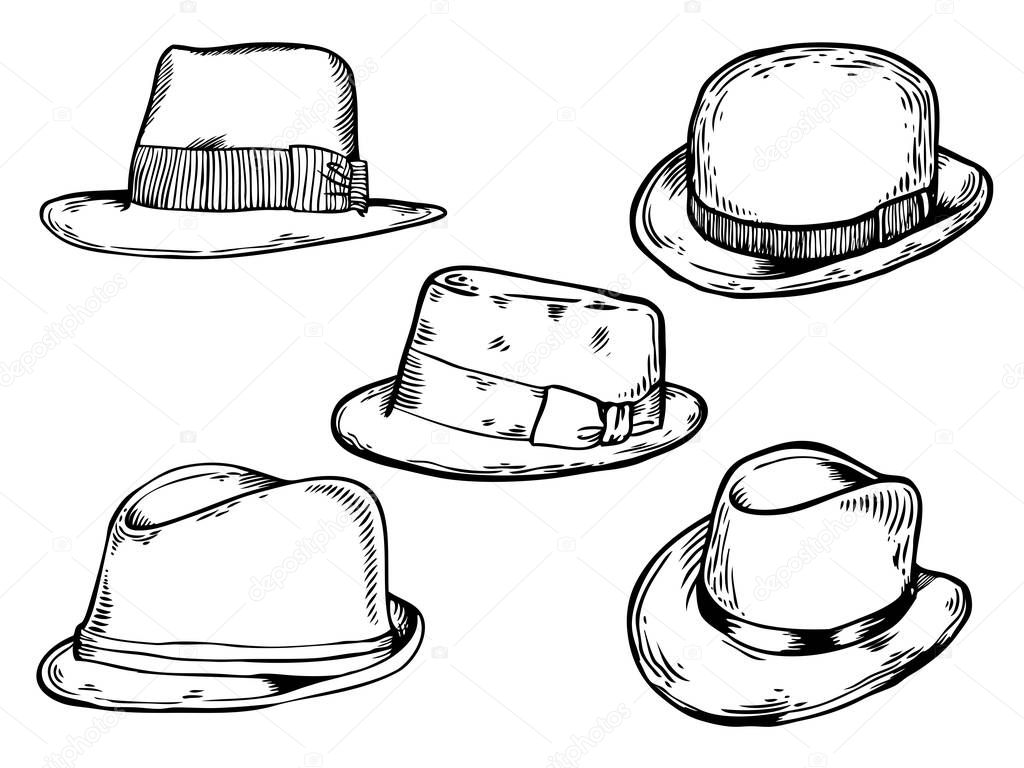 Hats engraving vector illustration