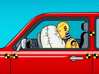 Crash test kukla pop art vektör çizim
