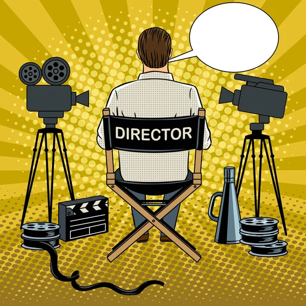 Director de escena en conjunto ilustración vector de arte pop — Vector de stock