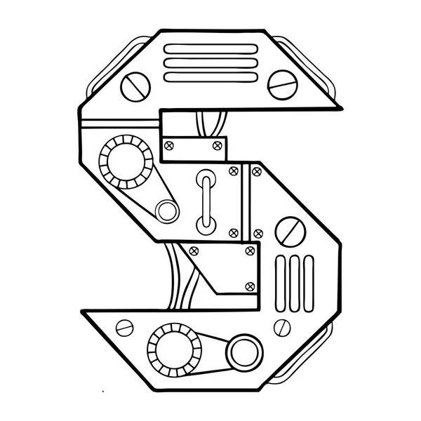 机械字母 S 雕刻矢量插图 — 图库矢量图片
