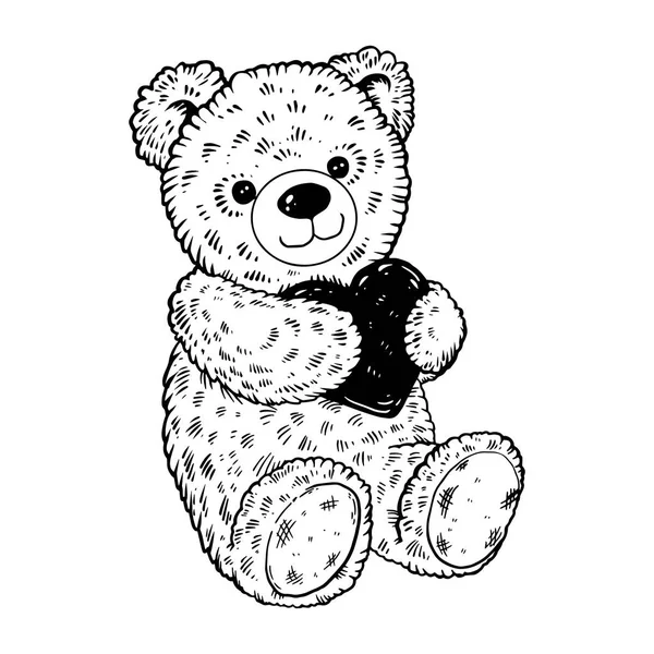 Teddy bear gravírozás vektoros illusztráció — Stock Vector