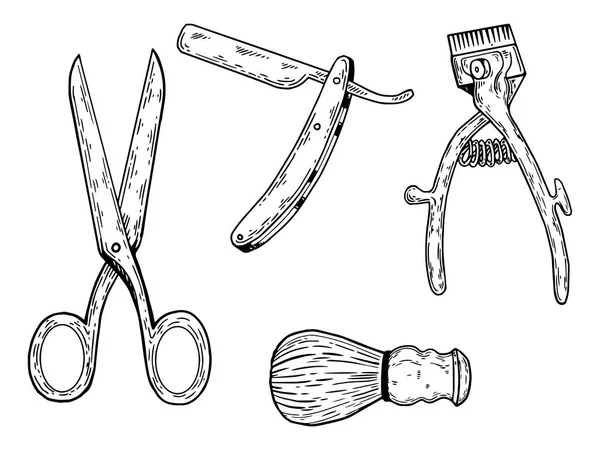 Barbier outils gravure vectoriel illustration — Image vectorielle