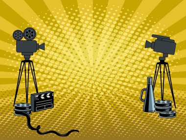 Sahne Film Kameralar pop art vektör çizim