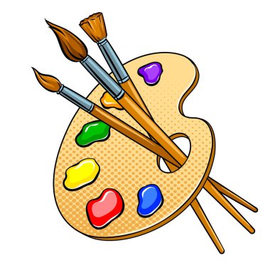 Pop sanat vektör boyalar ve fırçalar paleti