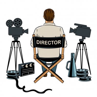 Set pop art vektör çizim üzerinde sahne müdürüne