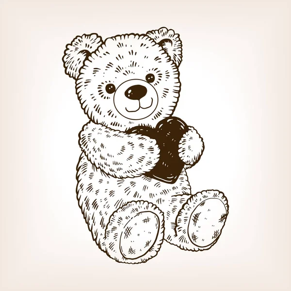 Teddy bear gravírozás vektoros illusztráció — Stock Vector