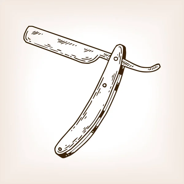 Straight razor engraving vector illustration — Stock