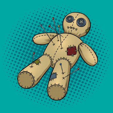 Vudu bebeği pop art vektör çizim