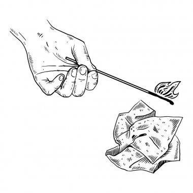 Mand maç kağıt oyma vektör çizim