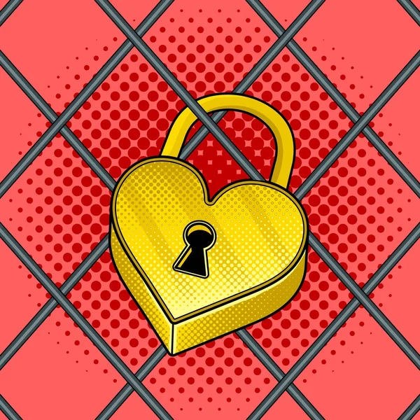 Szív alakú lock pop art vektoros illusztráció — Stock Vector