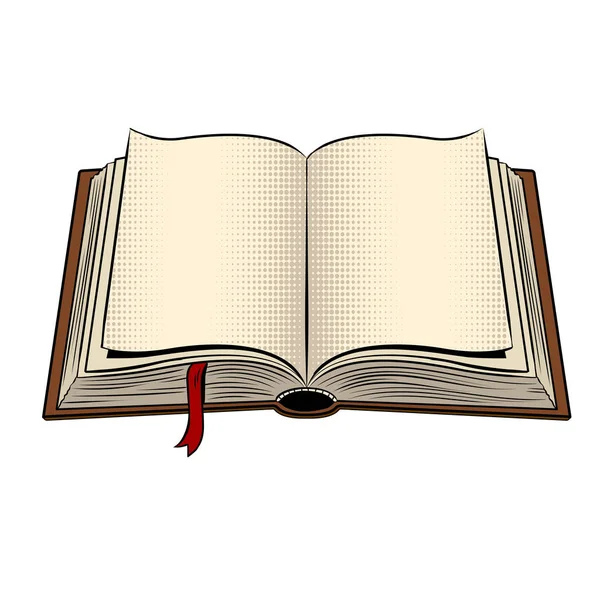 Açık kitap pop art vektör çizim