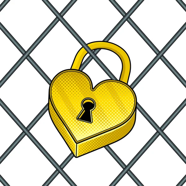 Szív alakú lock pop art vektoros illusztráció — Stock Vector