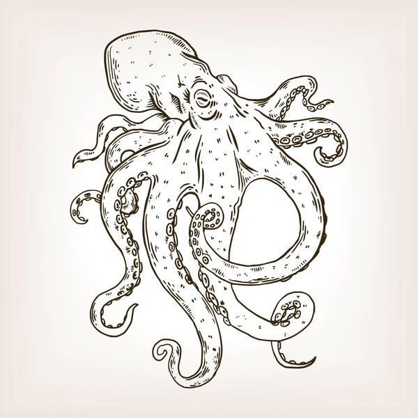 Ahtapot oyma vektör çizim