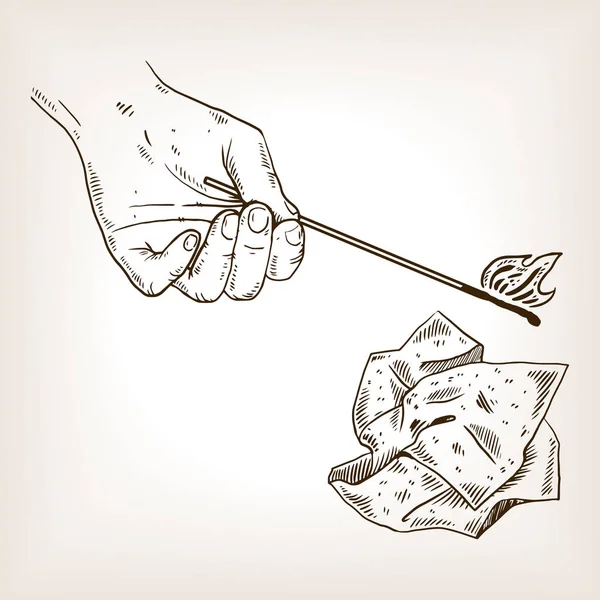 Mão jogo papel gravura vetor ilustração — Vetor de Stock