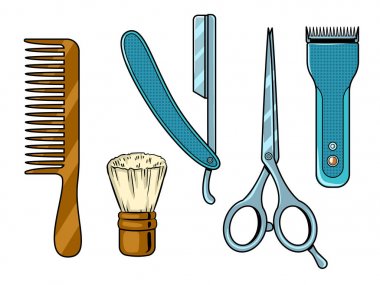 Araçlar pop art vektör çizim berber