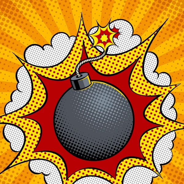 Explosion bombe pop art vectoriel illustration — Image vectorielle