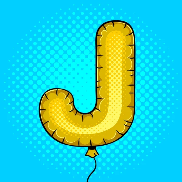 Luftballong i form av bokstaven J pop art vektor — Stock vektor