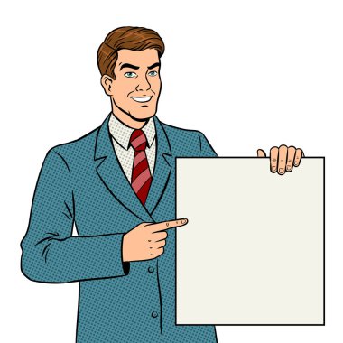 İşadamı poster pop sanat vektör tutar