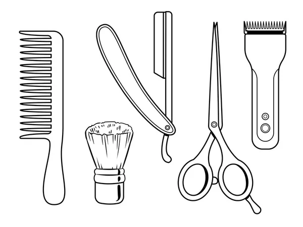 Barber tools coloring book vector — Stock Vector